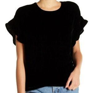 Current/Elliott Black Velvet Short Sleeve Top